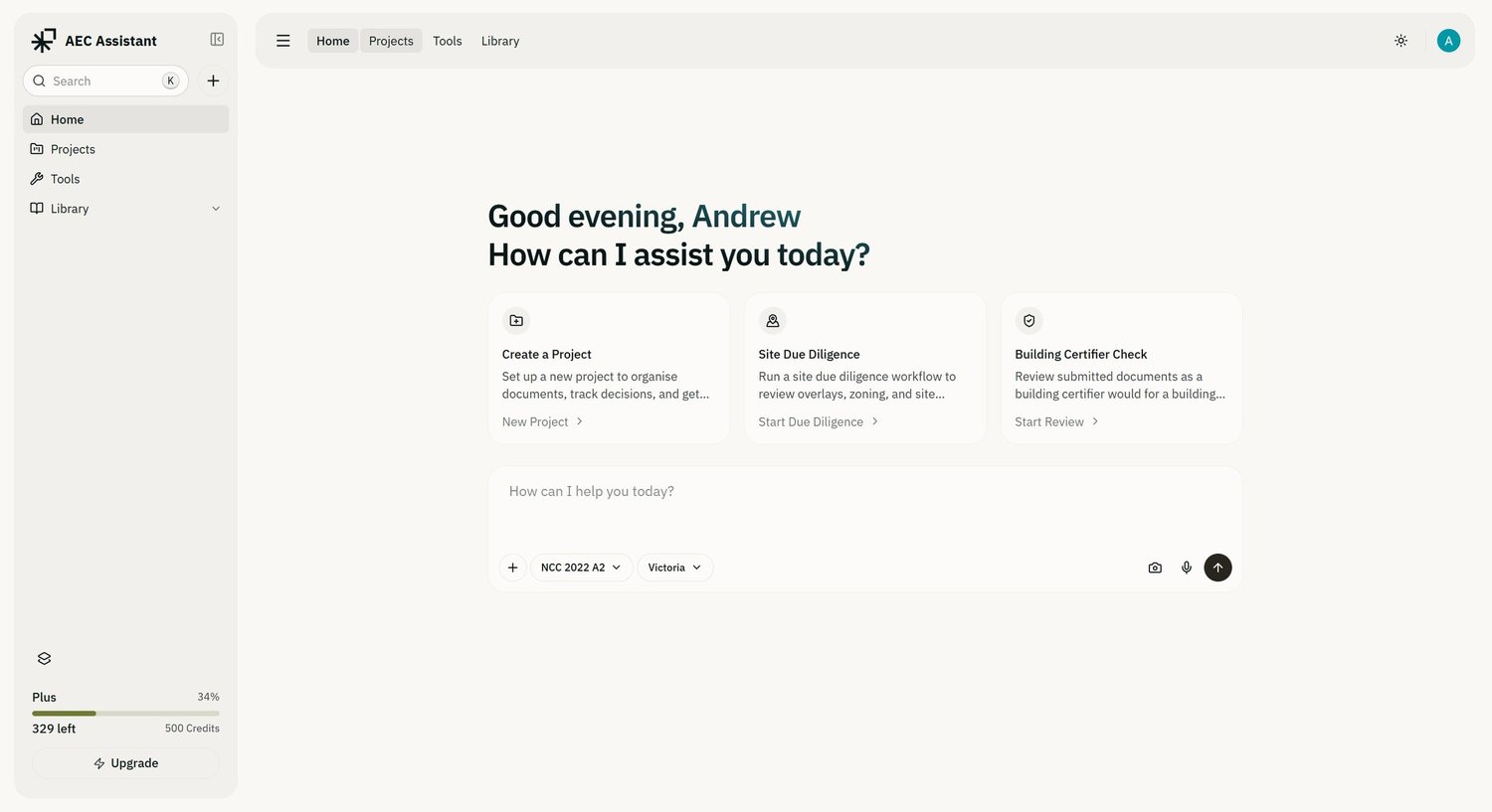 AEC Assistant interface screenshot (1 of 6) from Update 3