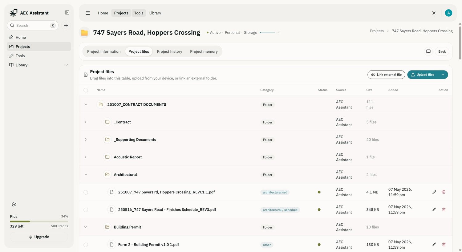 AEC Assistant interface screenshot (3 of 6) from Update 3