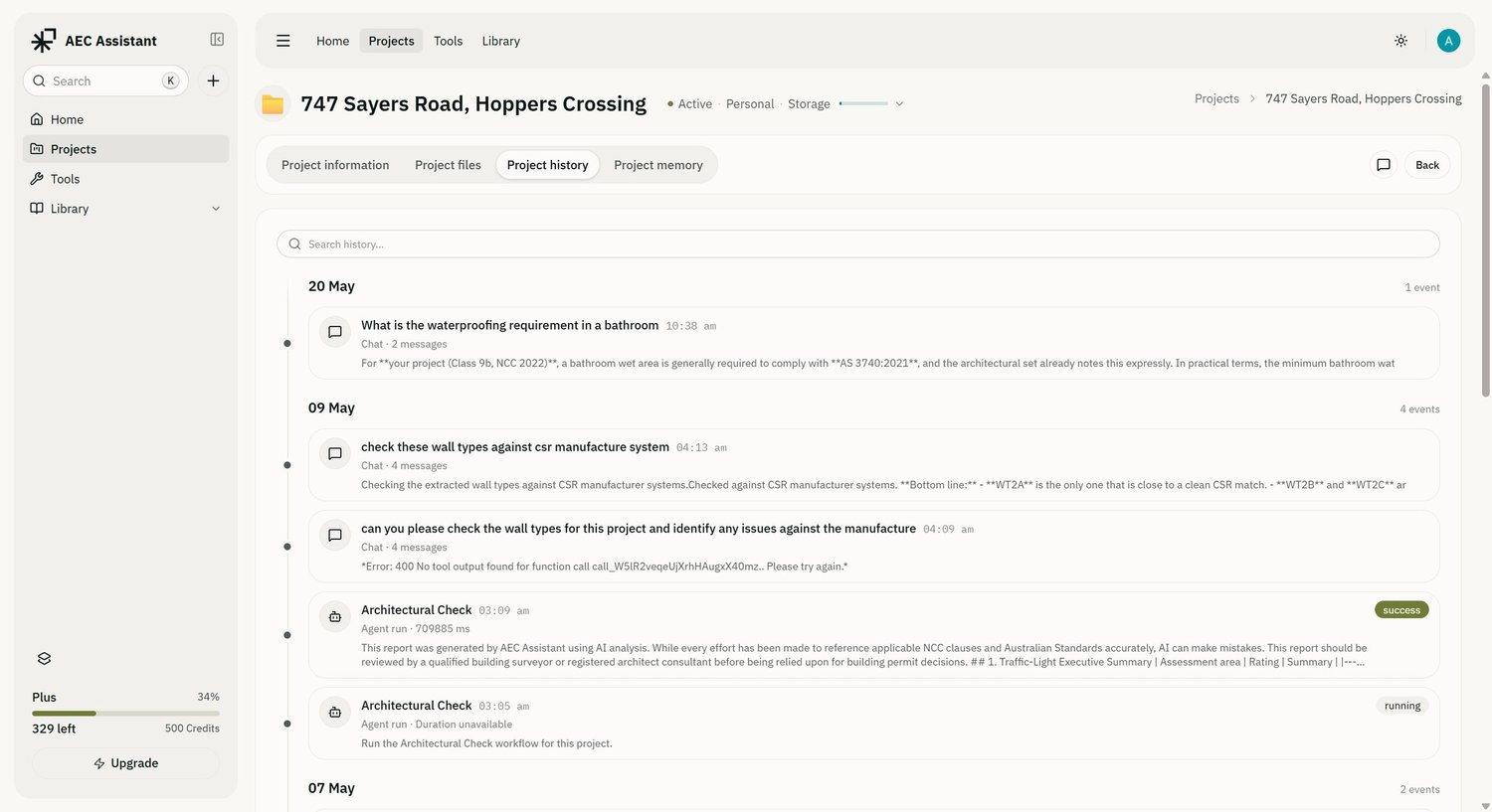 AEC Assistant interface screenshot (4 of 6) from Update 3
