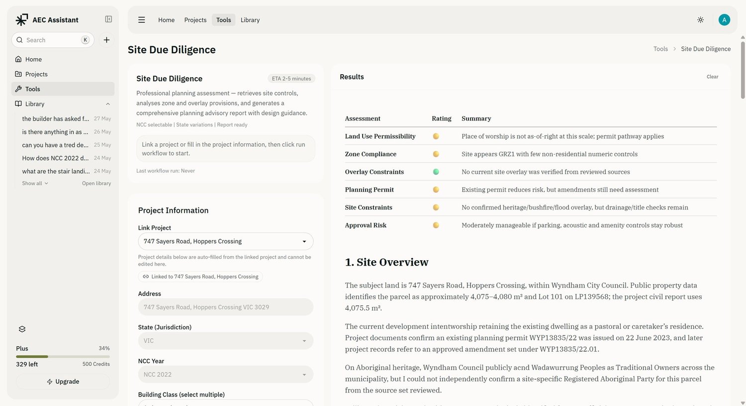 AEC Assistant interface screenshot (5 of 6) from Update 3